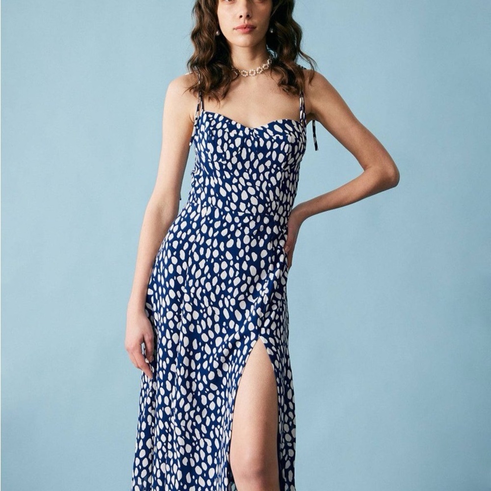 RIHOAS Navy and White Patterned Maxi Dress